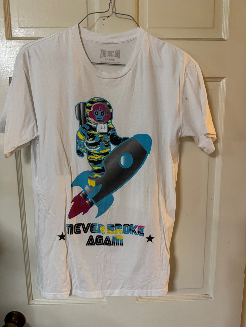 Never Broke Again White Graphic Astronaut Tee